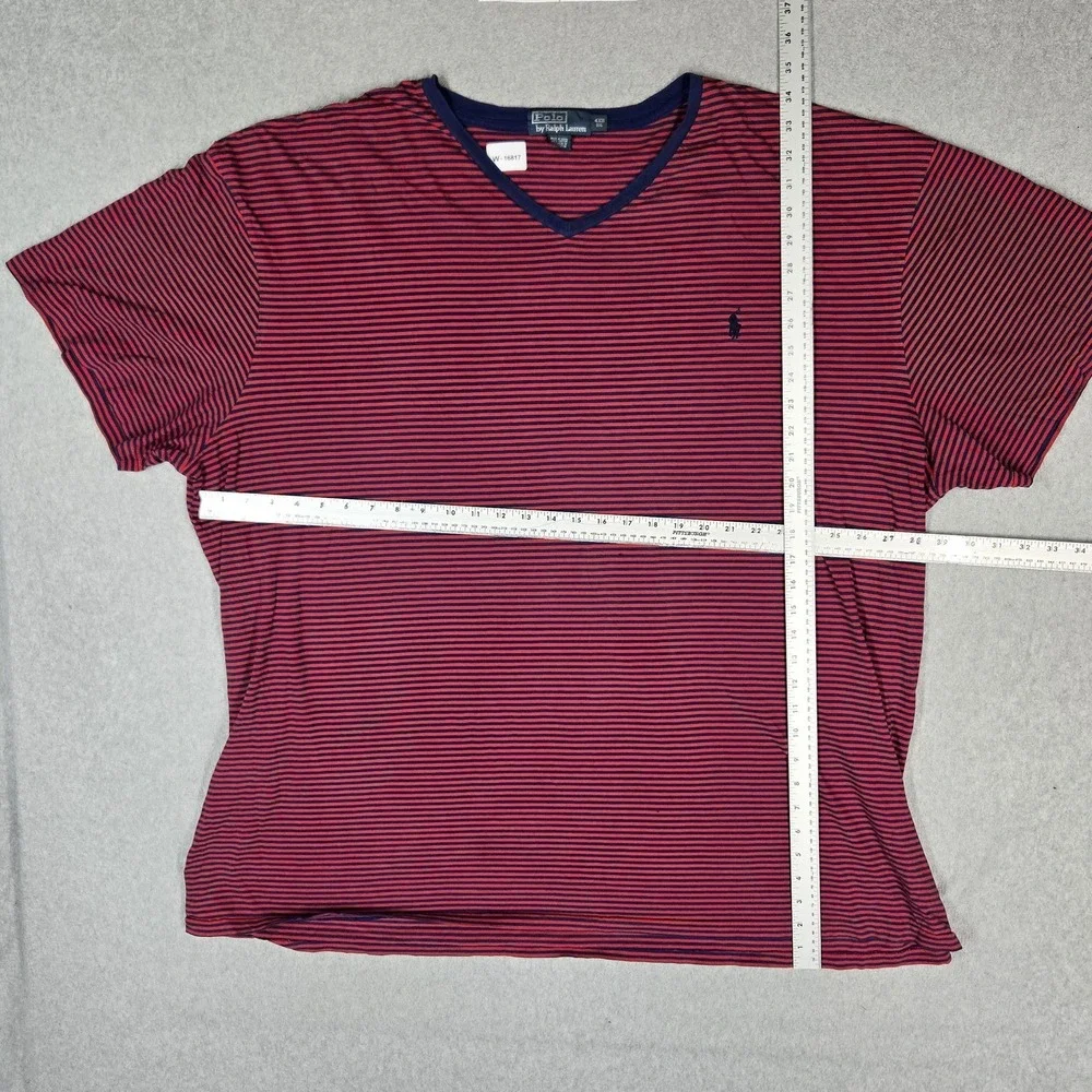 Polo By Ralph Lauren Men Shirt 4XB BIG Red Embroidered Striped Pony READ